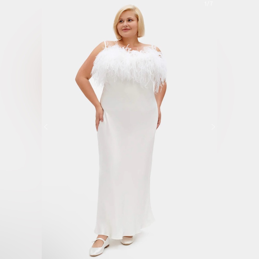 SLEEPER Boheme Slip Dress with Feathers NEW - Picture 9 of 16